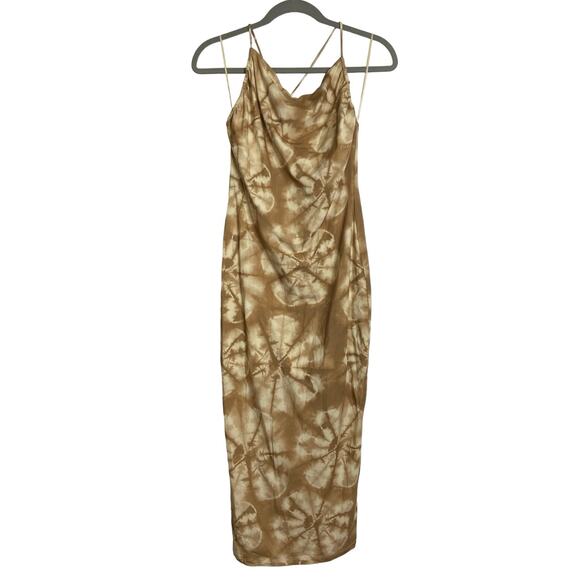 PINKO Acerenza Abito Jersey Midi Dress Halter Neck Open Back Tie Dye Boho L - Picture 3 of 9